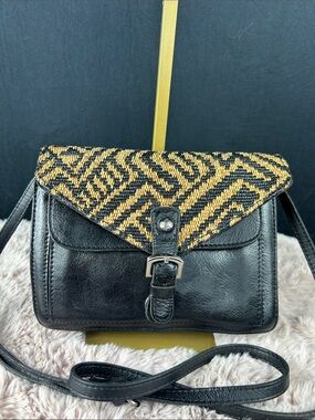 Patricia Nash Cassini Woven Tapestry Leather Organizer Crossbody Bag EUC
